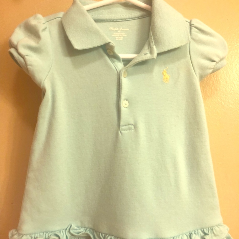 Blue Polo Dress w/ ruffles;matching bloomers, too!